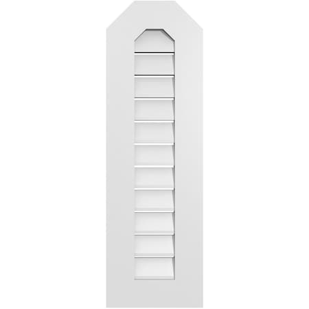 Ekena Millwork Octagonal Top Surface Mount PVC Gable Vent: Functional, w/ 3-1/2"W x 1"P Standard Frame, 12"W x 38"H GVPOT12X3801SF